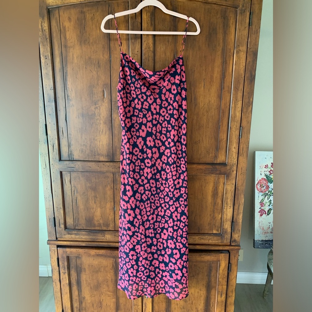 C/MEO Collective | So Settled Navy Pink Print Midi Dress Large - Picture 4 of 8